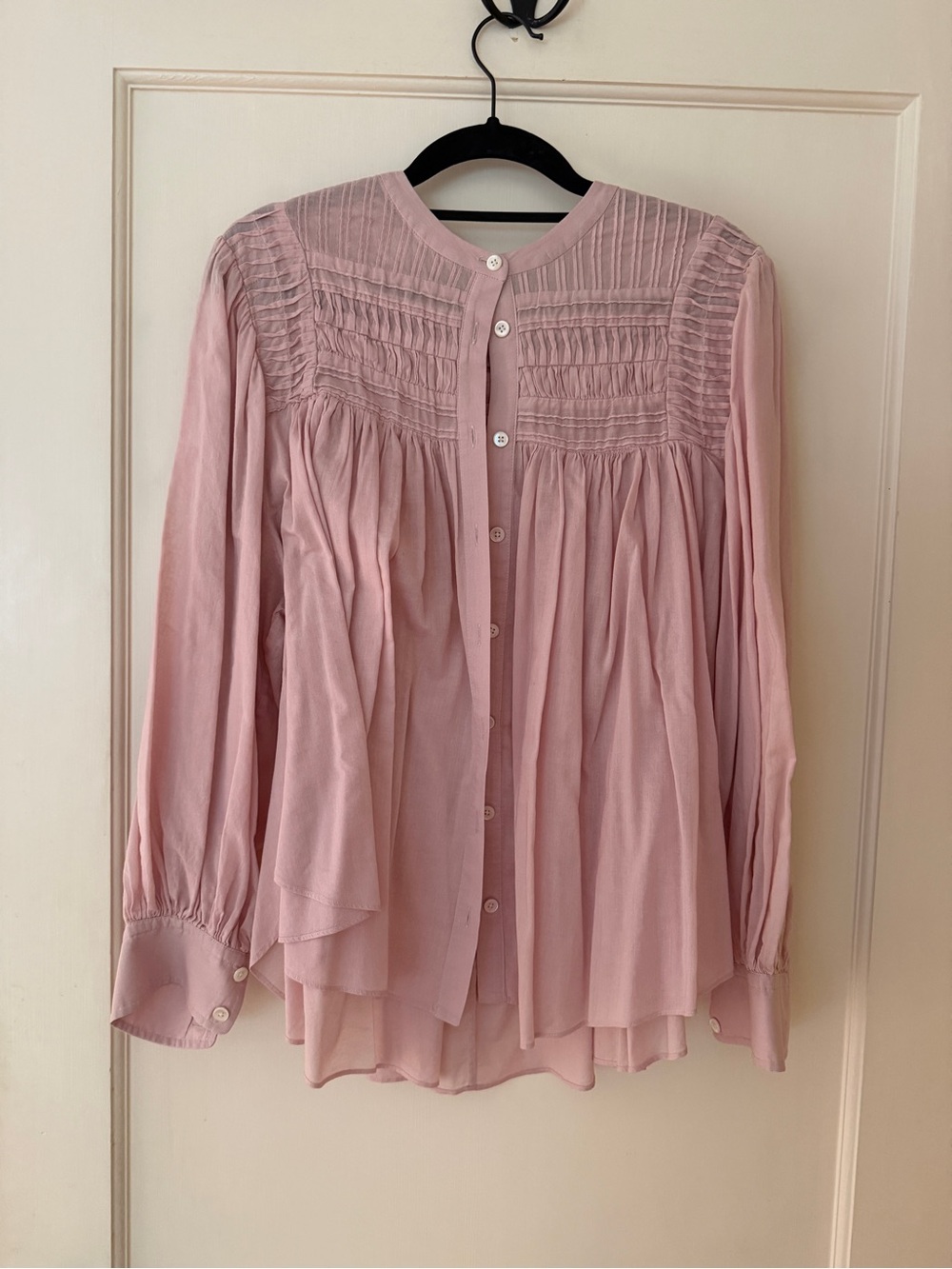 Banana Republic Women's Pink Pleated Button-Front Blouse